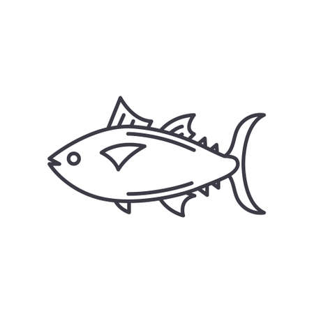 Tuna concept icon, linear isolated illustration, thin line vector, web design sign, outline concept symbol with editable stroke on white background.のイラスト素材