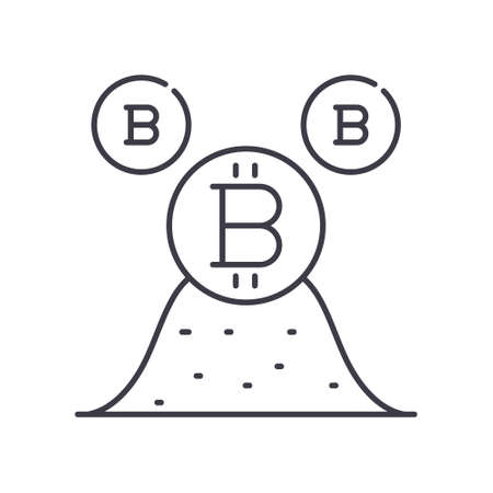 Cryptocurrency icon, linear isolated illustration, thin line vector, web design sign, outline concept symbol with editable stroke on white background.のイラスト素材