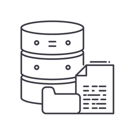 Database idea icon, linear isolated illustration, thin line vector, web design sign, outline concept symbol with editable stroke on white background.のイラスト素材