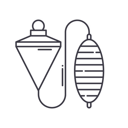 Plumb bobs concept icon, linear isolated illustration, thin line vector, web design sign, outline concept symbol with editable stroke on white background.のイラスト素材