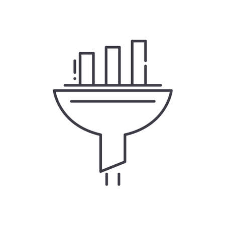 Marketing funnel icon, linear isolated illustration, thin line vector, web design sign, outline concept symbol with editable stroke on white background.のイラスト素材
