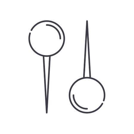 Pin icon, linear isolated illustration, thin line vector, web design sign, outline concept symbol with editable stroke on white background.のイラスト素材