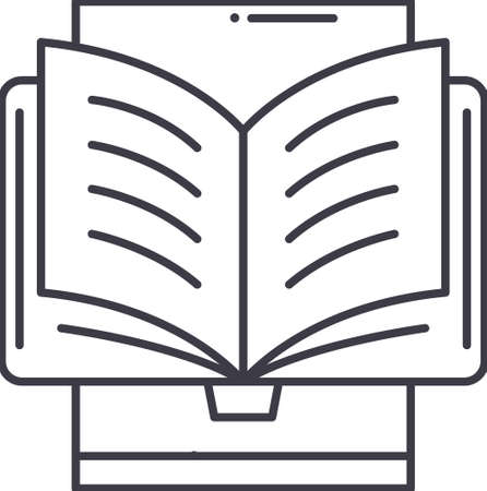 Ebook concept icon, linear isolated illustration, thin line vector, web design sign, outline concept symbol with editable stroke on white background.のイラスト素材