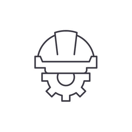 Engineer development icon, linear isolated illustration, thin line vector, web design sign, outline concept symbol with editable stroke on white background.のイラスト素材