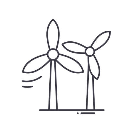 Wind power icon, linear isolated illustration, thin line vector, web design sign, outline concept symbol with editable stroke on white background.のイラスト素材