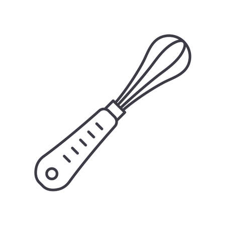 Whisk icon, linear isolated illustration, thin line vector, web design sign, outline concept symbol with editable stroke on white background.のイラスト素材