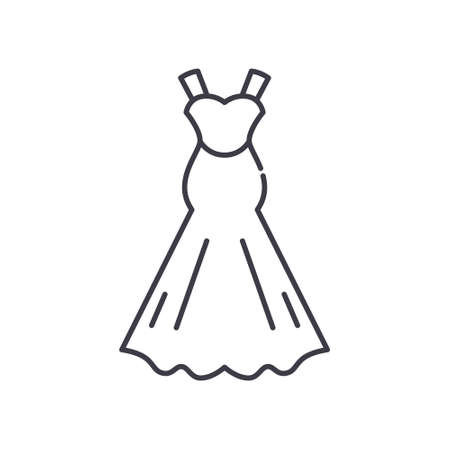 Wedding dress icon, linear isolated illustration, thin line vector, web design sign, outline concept symbol with editable stroke on white background.のイラスト素材