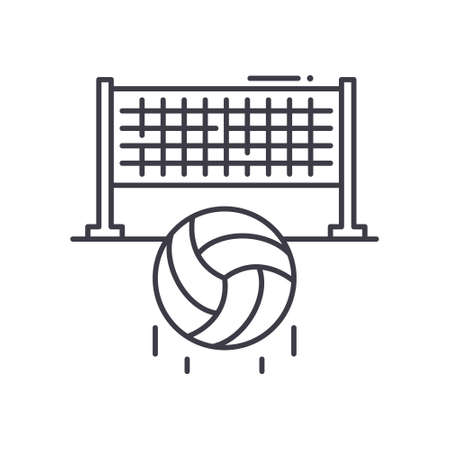 Volleyball icon, linear isolated illustration, thin line vector, web design sign, outline concept symbol with editable stroke on white background.のイラスト素材