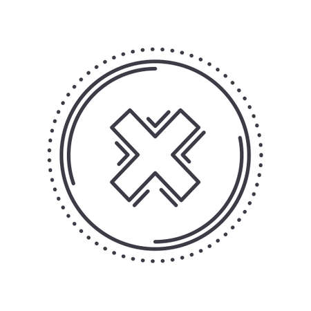 Failure mark icon, linear isolated illustration, thin line vector, web design sign, outline concept symbol with editable stroke on white background.のイラスト素材