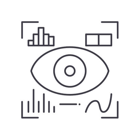 Eye scan icon, linear isolated illustration, thin line vector, web design sign, outline concept symbol with editable stroke on white background.のイラスト素材
