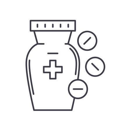 First aid kit concept icon, linear isolated illustration, thin line vector, web design sign, outline concept symbol with editable stroke on white background.のイラスト素材