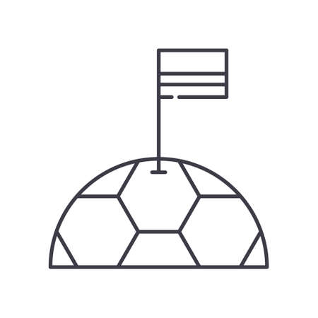 Football flag icon, linear isolated illustration, thin line vector, web design sign, outline concept symbol with editable stroke on white background.のイラスト素材
