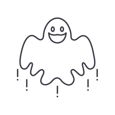 Ghost icon, linear isolated illustration, thin line vector, web design sign, outline concept symbol with editable stroke on white background.のイラスト素材