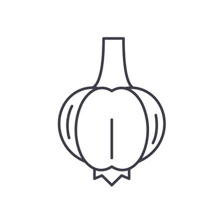 Garlic icon, linear isolated illustration, thin line vector, web design sign, outline concept symbol with editable stroke on white background.のイラスト素材