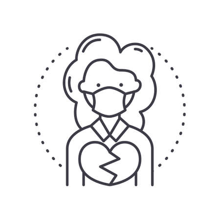 Illness icon, linear isolated illustration, thin line vector, web design sign, outline concept symbol with editable stroke on white background.のイラスト素材