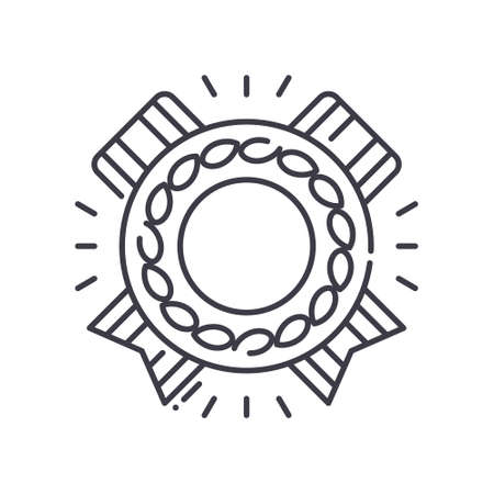Golden medal icon, linear isolated illustration, thin line vector, web design sign, outline concept symbol with editable stroke on white background.のイラスト素材