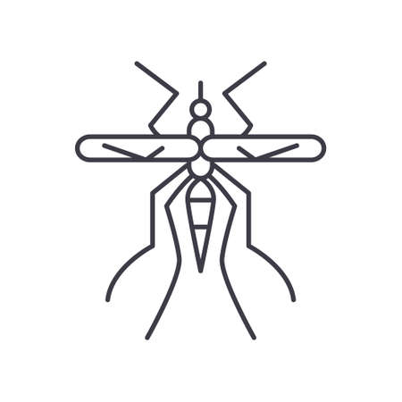 Mosquito icon, linear isolated illustration, thin line vector, web design sign, outline concept symbol with editable stroke on white background.のイラスト素材