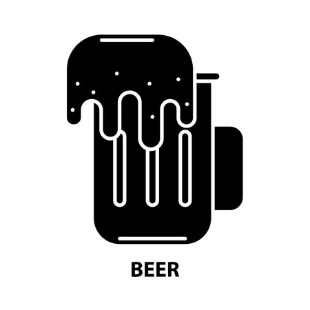 beer icon, black vector sign with editable strokes, concept illustrationのイラスト素材