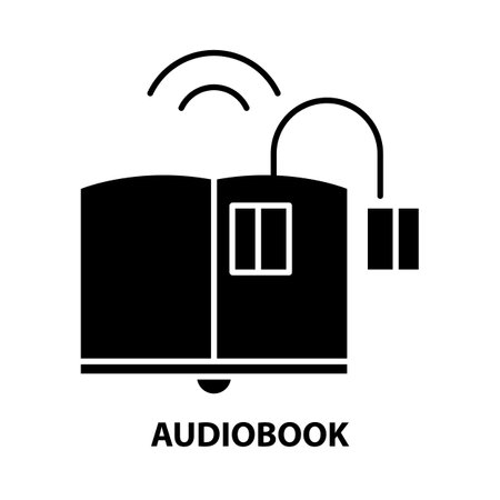 audiobook icon, black vector sign with editable strokes, concept illustrationのイラスト素材