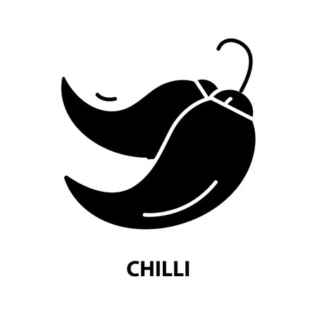 chilli icon, black vector sign with editable strokes, concept illustrationのイラスト素材
