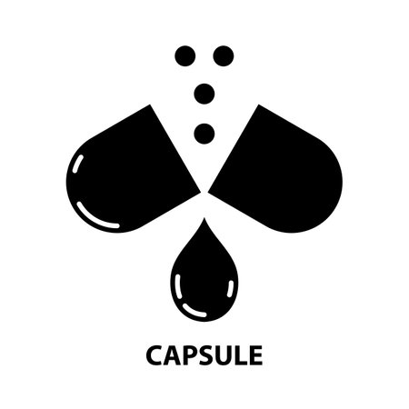 capsule icon, black vector sign with editable strokes, concept illustrationのイラスト素材