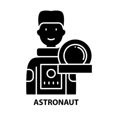 astronaut symbol icon, black vector sign with editable strokes, concept illustrationのイラスト素材