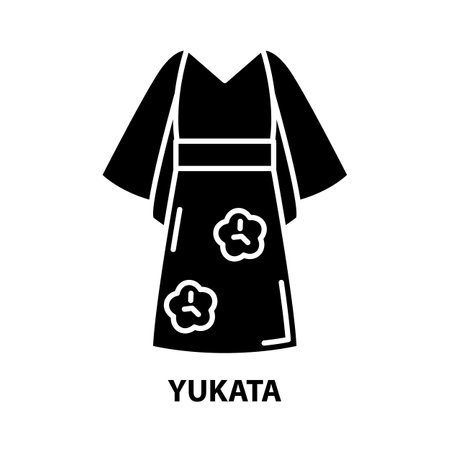 yukata icon, black vector sign with editable strokes, concept illustrationのイラスト素材