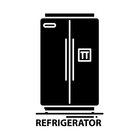refrigerator symbol icon, black vector sign with editable strokes, concept illustrationの写真素材