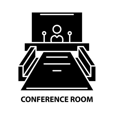 conference room icon, black vector sign with editable strokes, concept illustrationのイラスト素材