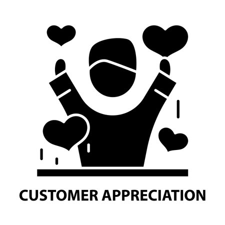 customer appreciation icon, black vector sign with editable strokes, concept illustrationのイラスト素材