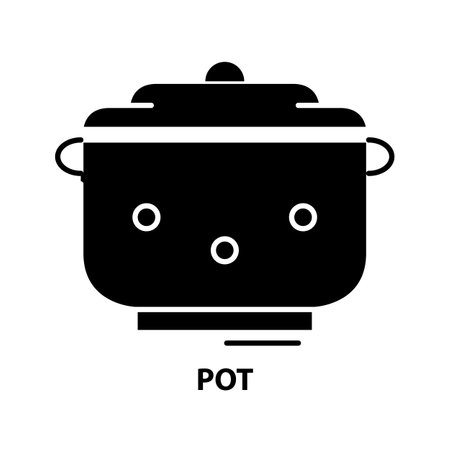 pot symbol icon, black vector sign with editable strokes, concept illustrationのイラスト素材