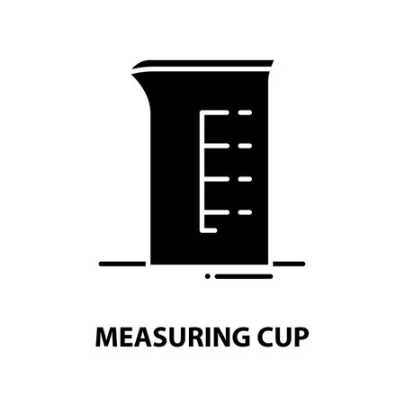 measuring cup icon, black vector sign with editable strokes, concept illustrationのイラスト素材
