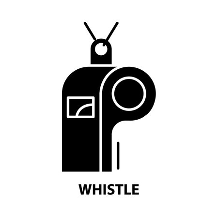 whistle icon, black vector sign with editable strokes, concept illustrationのイラスト素材