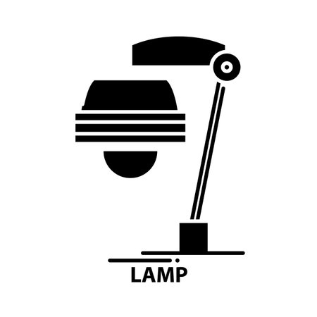 lamp icon, black vector sign with editable strokes, concept illustrationのイラスト素材