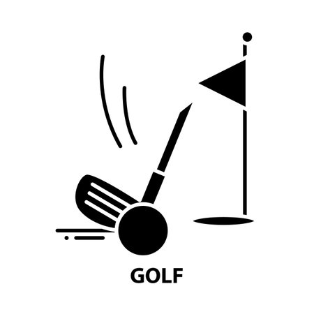 golf icon, black vector sign with editable strokes, concept illustrationのイラスト素材