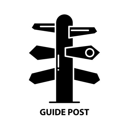 guide post icon, black vector sign with editable strokes, concept illustrationのイラスト素材