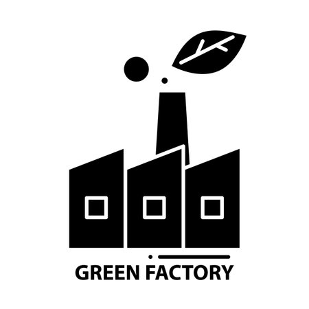 green factory symbol icon, black vector sign with editable strokes, concept illustrationのイラスト素材