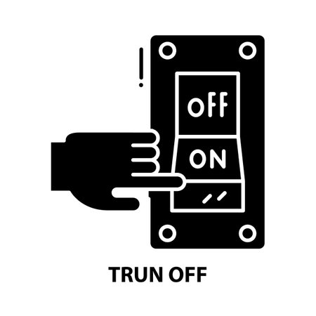 trun off icon, black vector sign with editable strokes, concept illustrationのイラスト素材
