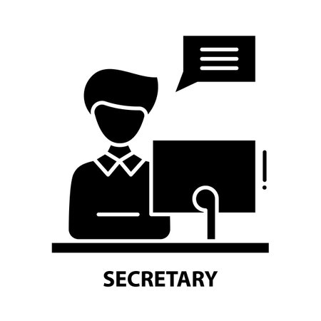 secretary symbol icon, black vector sign with editable strokes, concept illustrationのイラスト素材