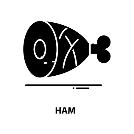 ham icon, black vector sign with editable strokes, concept illustrationのイラスト素材