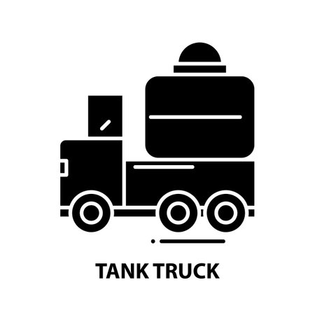 tank truck symbol icon, black vector sign with editable strokes, concept illustrationのイラスト素材