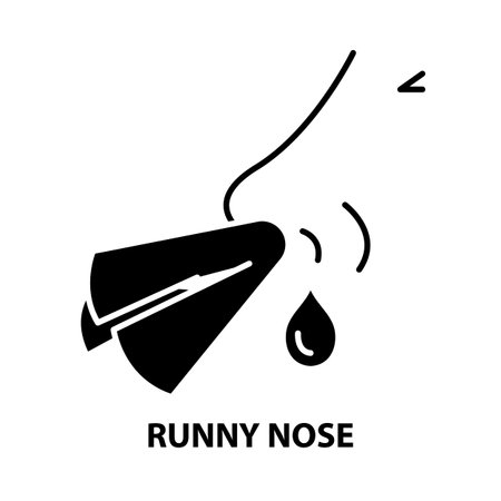 runny nose icon, black vector sign with editable strokes, concept illustrationのイラスト素材