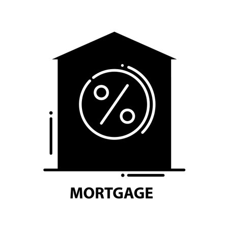 mortgage symbol icon, black vector sign with editable strokes, concept illustrationのイラスト素材