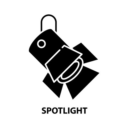 spotlight icon, black vector sign with editable strokes, concept illustrationのイラスト素材