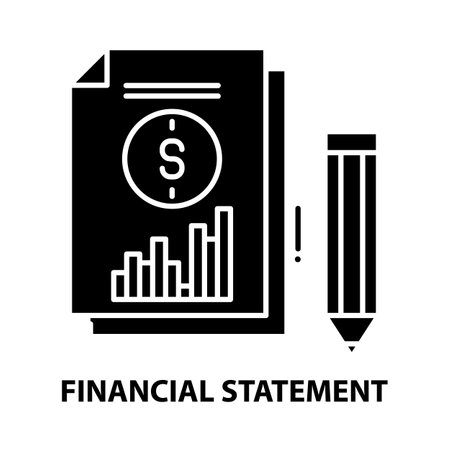 financial statement icon, black vector sign with editable strokes, concept illustrationのイラスト素材