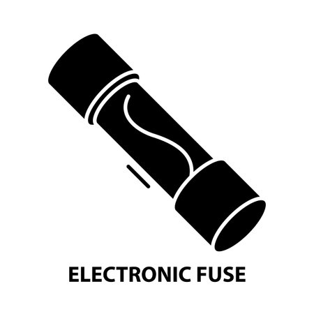 electronic fuse icon, black vector sign with editable strokes, concept illustrationのイラスト素材