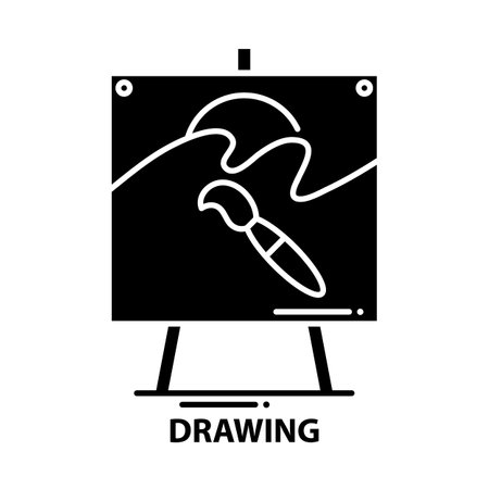 drawing icon, black vector sign with editable strokes, concept illustrationのイラスト素材