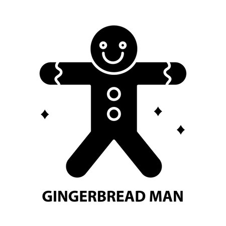 gingerbread man icon, black vector sign with editable strokes, concept illustrationのイラスト素材