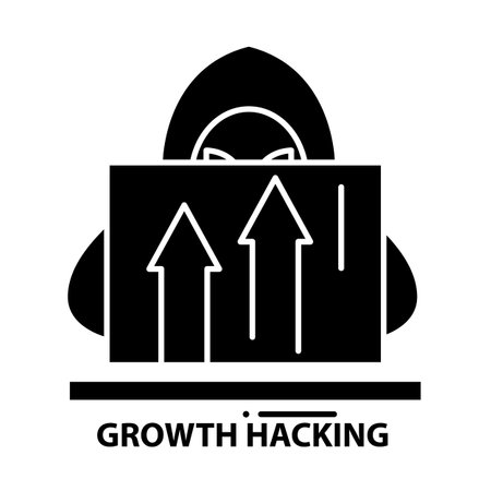 growth hacking icon, black vector sign with editable strokes, concept illustrationのイラスト素材