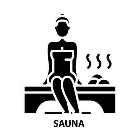 sauna icon, black vector sign with editable strokes, concept illustrationのイラスト素材